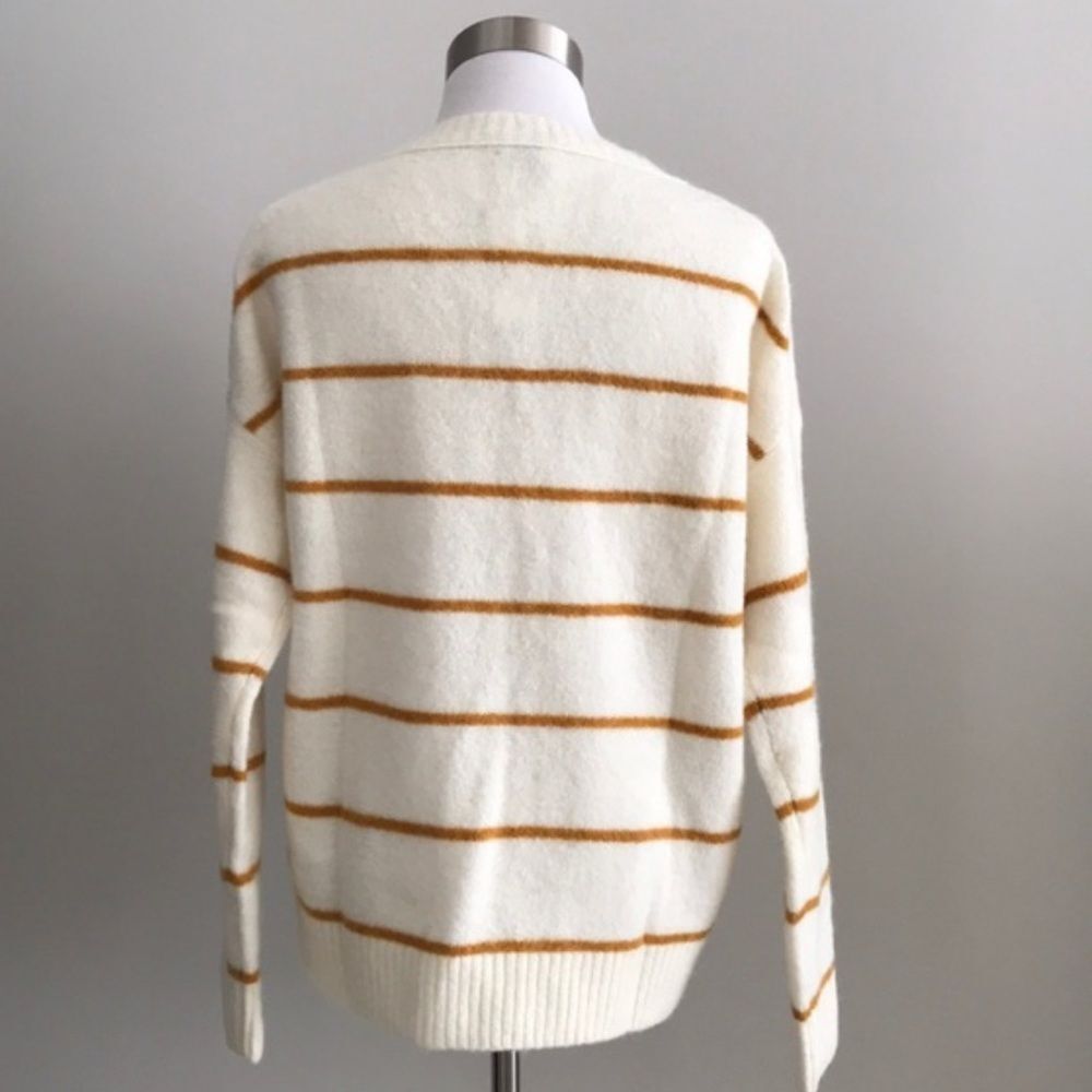 J Crew Alpaca Striped White and Tan Sweater - Picture 2 of 2
